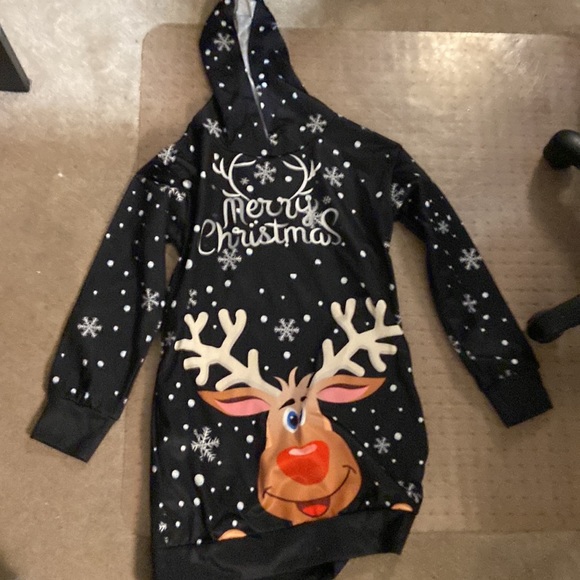 BRAND NEW NEVER WORN!  Holiday hoodie.  Thin silk like material.  Very cute!!! - Picture 4 of 6